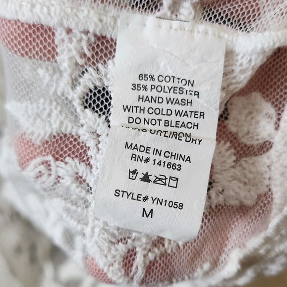 Sheer Lacey Vintage Coquette Long Sleeve Top Festival Y2K Fairy Boho M - Picture 4 of 4